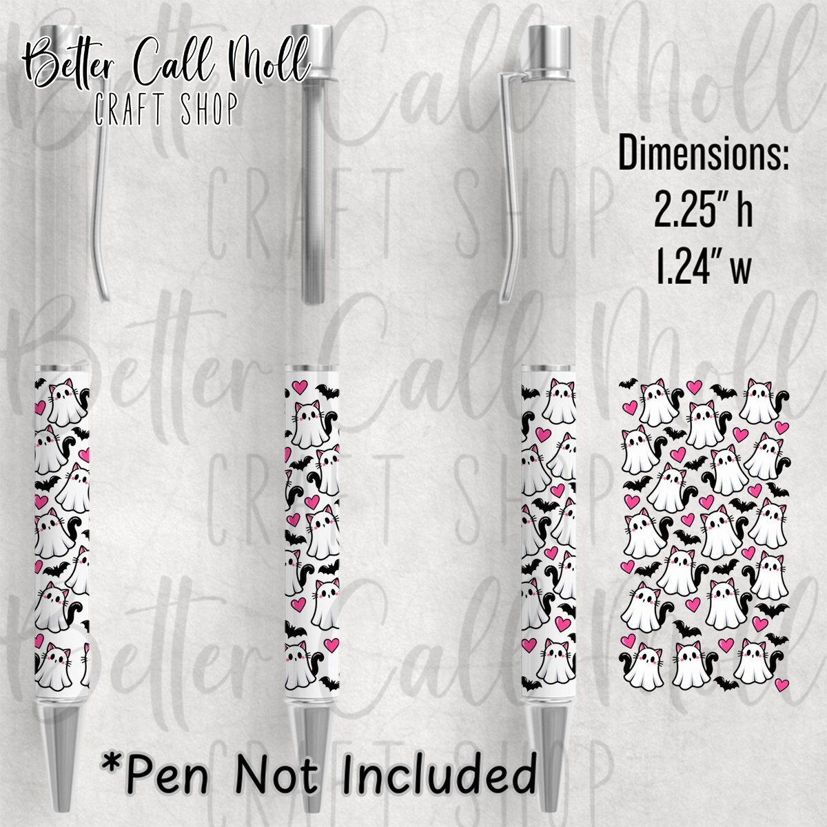 Ghost Kitties UV DTF Pen Wrap