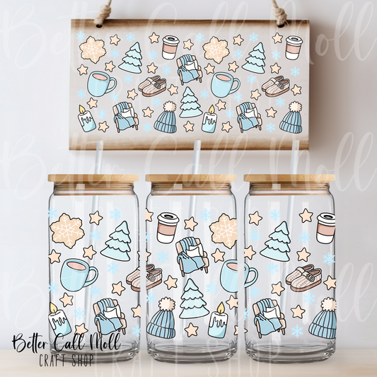 Cozy Christmas UV DTF 16oz Tumbler Wrap