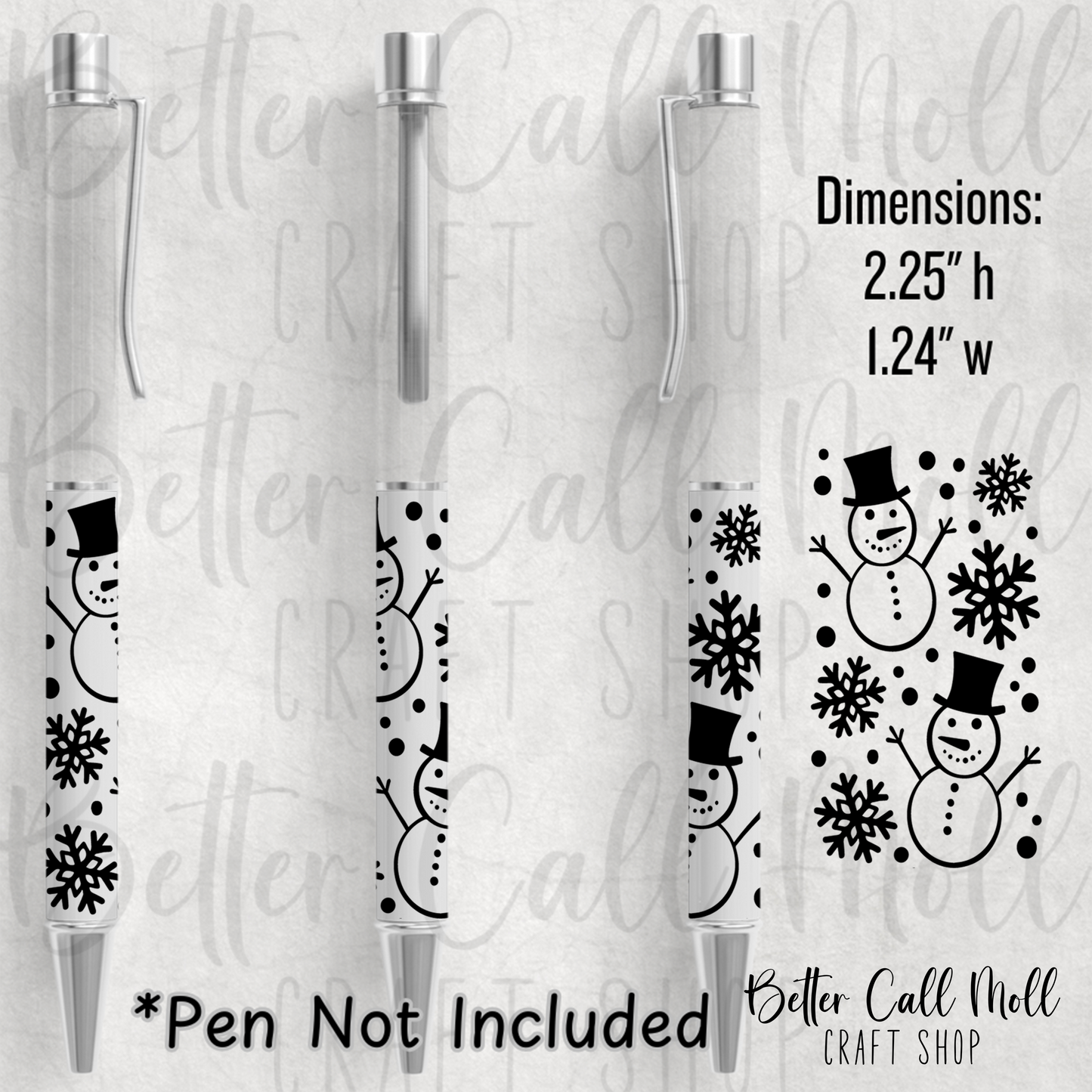 Snowmen UV DTF Pen Wrap