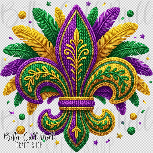 Yarn Fleur-de-lis UV DTF Decal