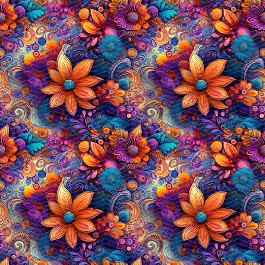 Abstract Florals Digital Seamless Pattern