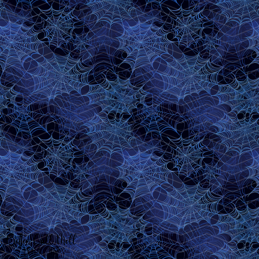 Blue Spiderwebs Digital Seamless Pattern
