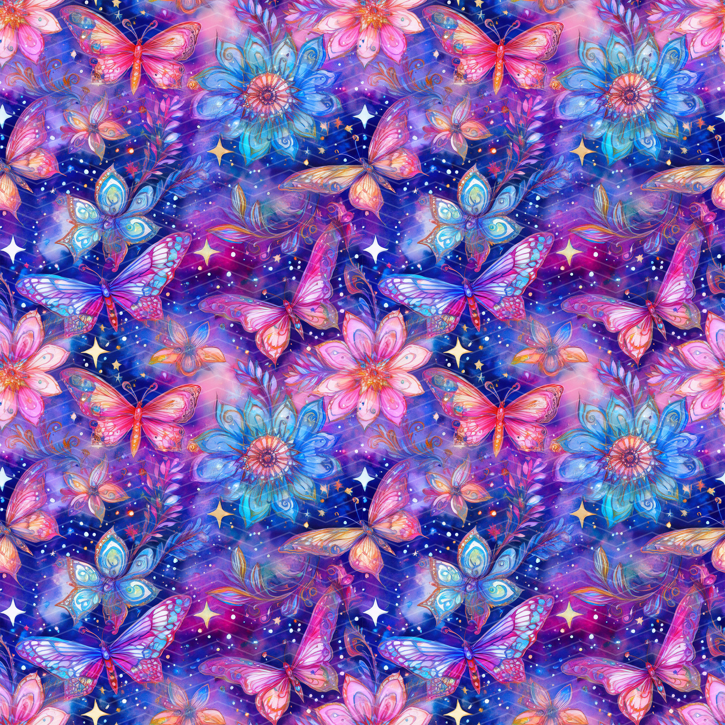 Butterflies and Flowers Digital Seamless Pattern
