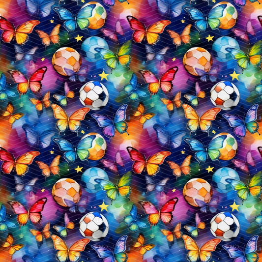 Butterfly Soccerball Digital Seamless Pattern