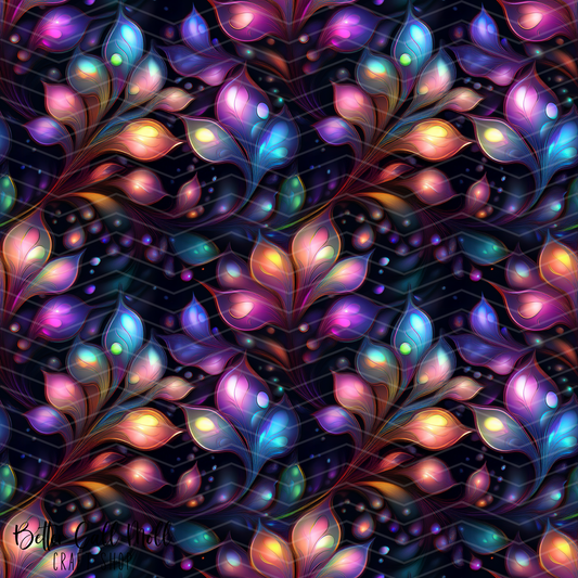 Celestial Foliage Digital Seamless Pattern