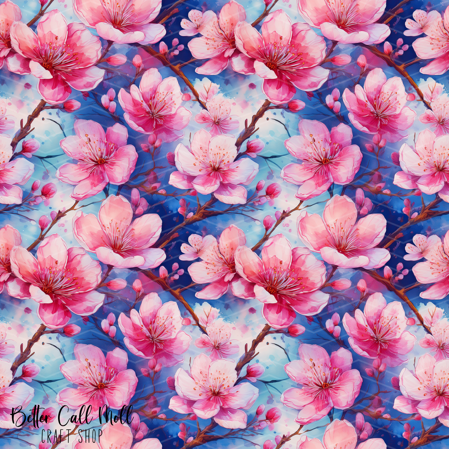 Cherry Blossoms 6 Digital Seamless Pattern