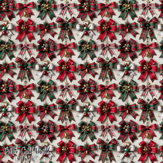 Christmas Bows Digital Seamless Pattern