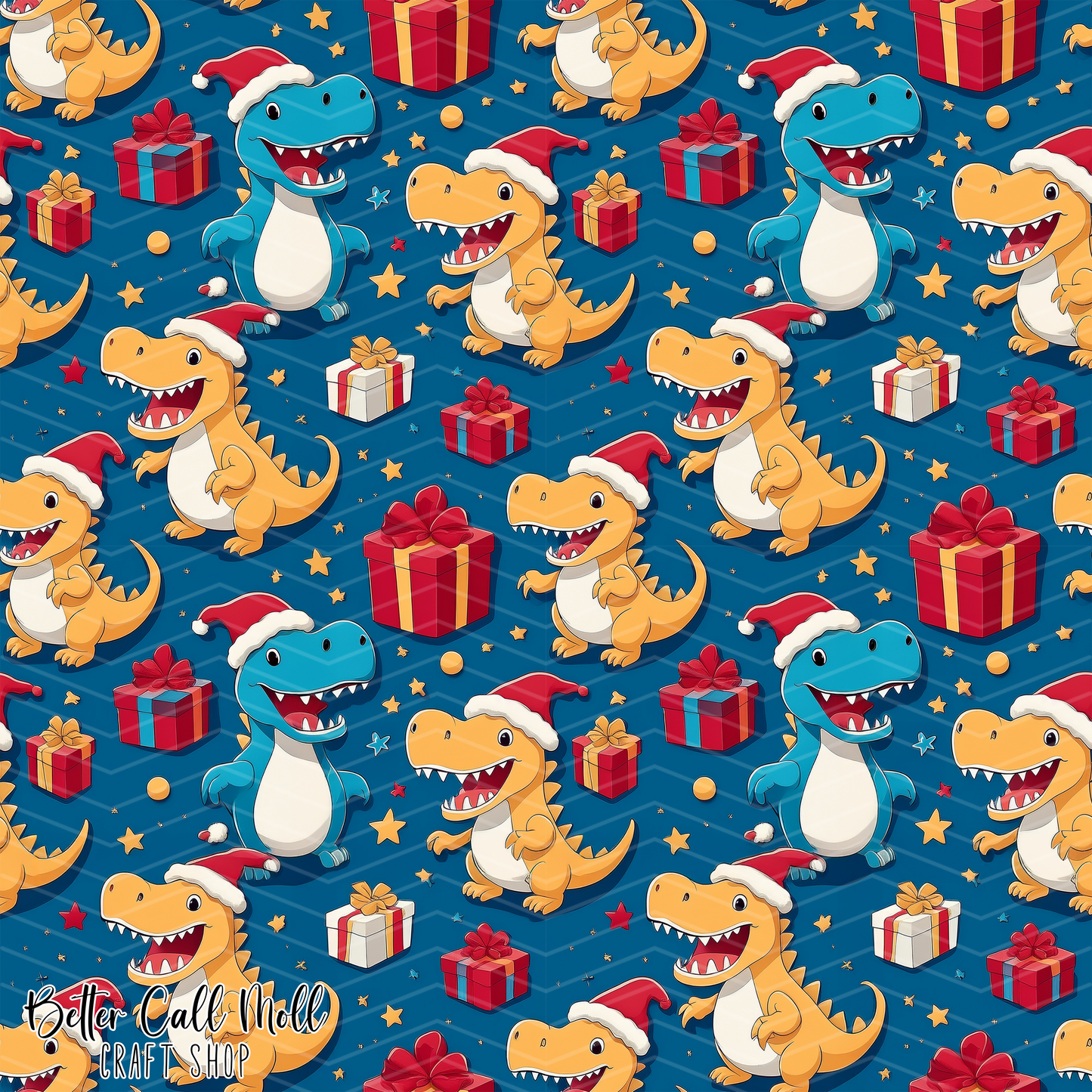 Christmas Dinos 1 Digital Seamless Pattern