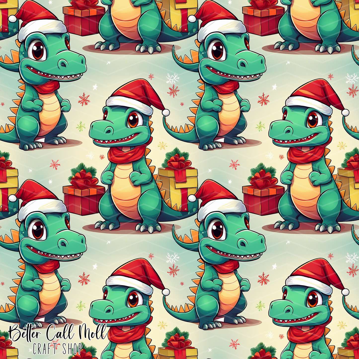Christmas Dinos 3 Digital Seamless Pattern