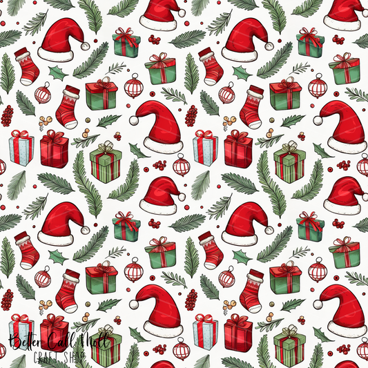Christmas Elements Digital Seamless Pattern