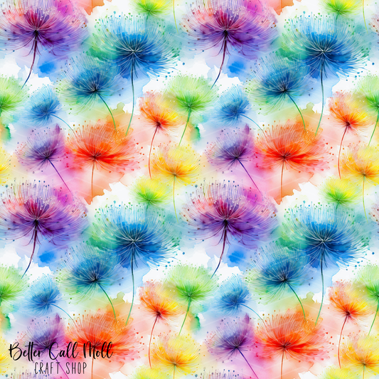 Colorful Dandelions 2 Digital Seamless Pattern