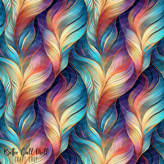 Colorful Feathers Digital Seamless Pattern