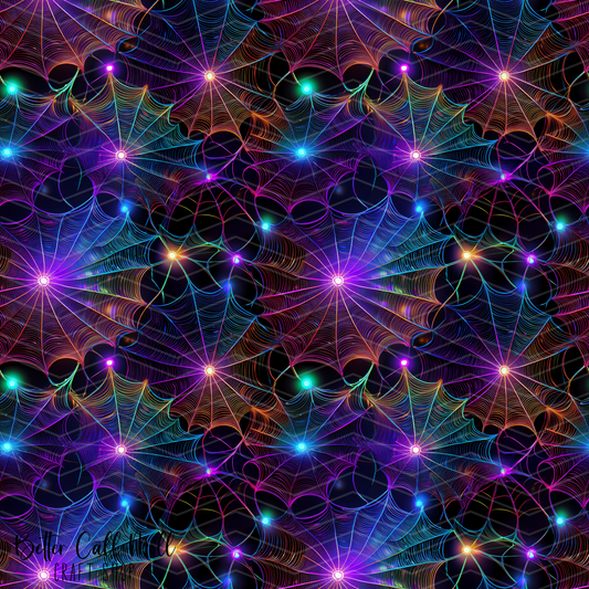Colorful Spiderwebs Digital Seamless Pattern