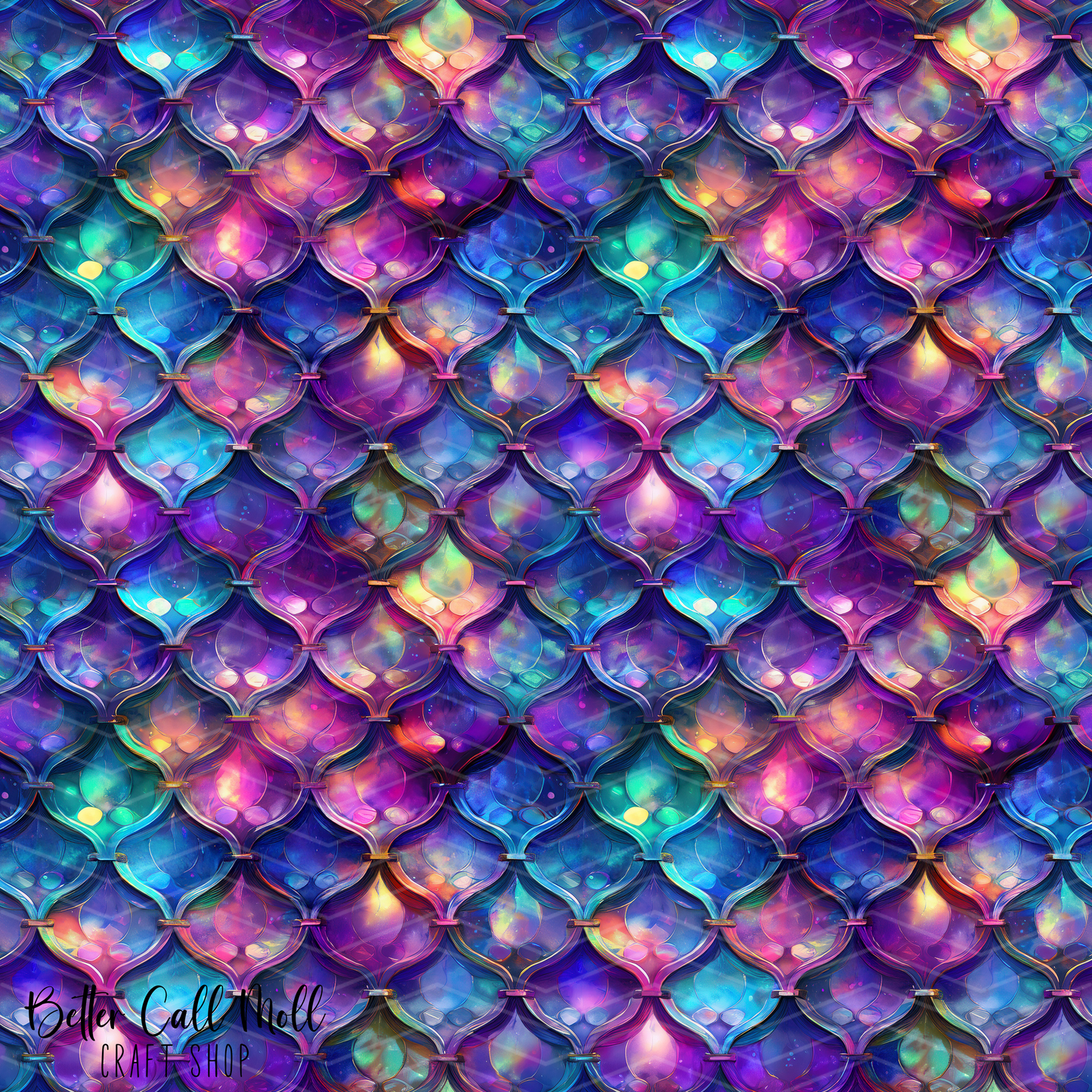 Cosmic Lotus Lattice Digital Seamless Pattern