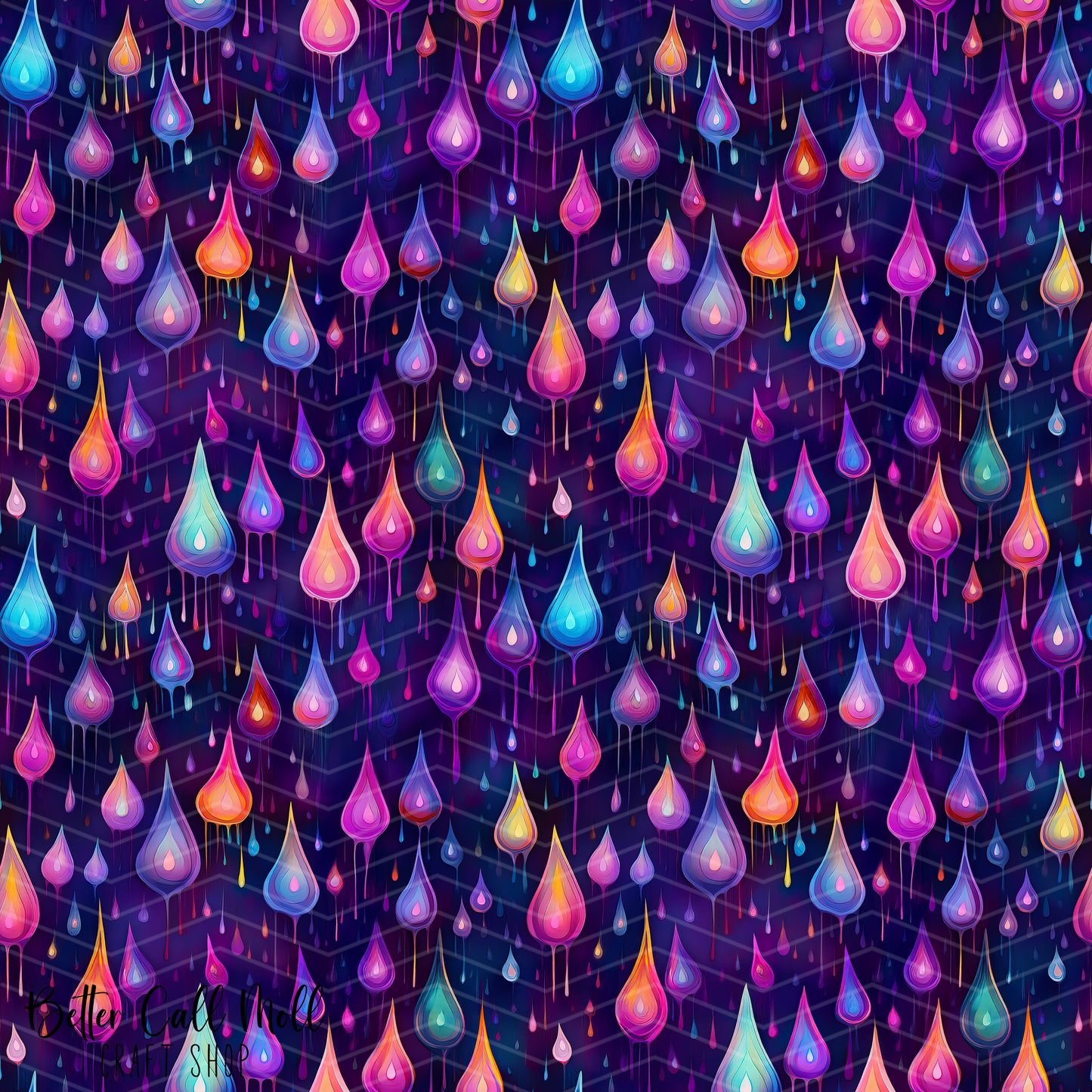 Cosmic Rain Drops Digital Seamless Pattern