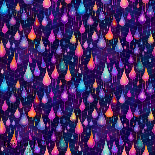 Cosmic Rain Drops Digital Seamless Pattern