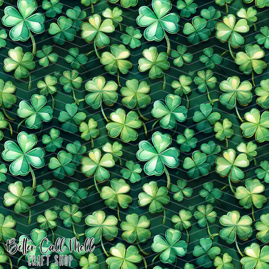 Crystal Shamrocks Digital Seamless Pattern