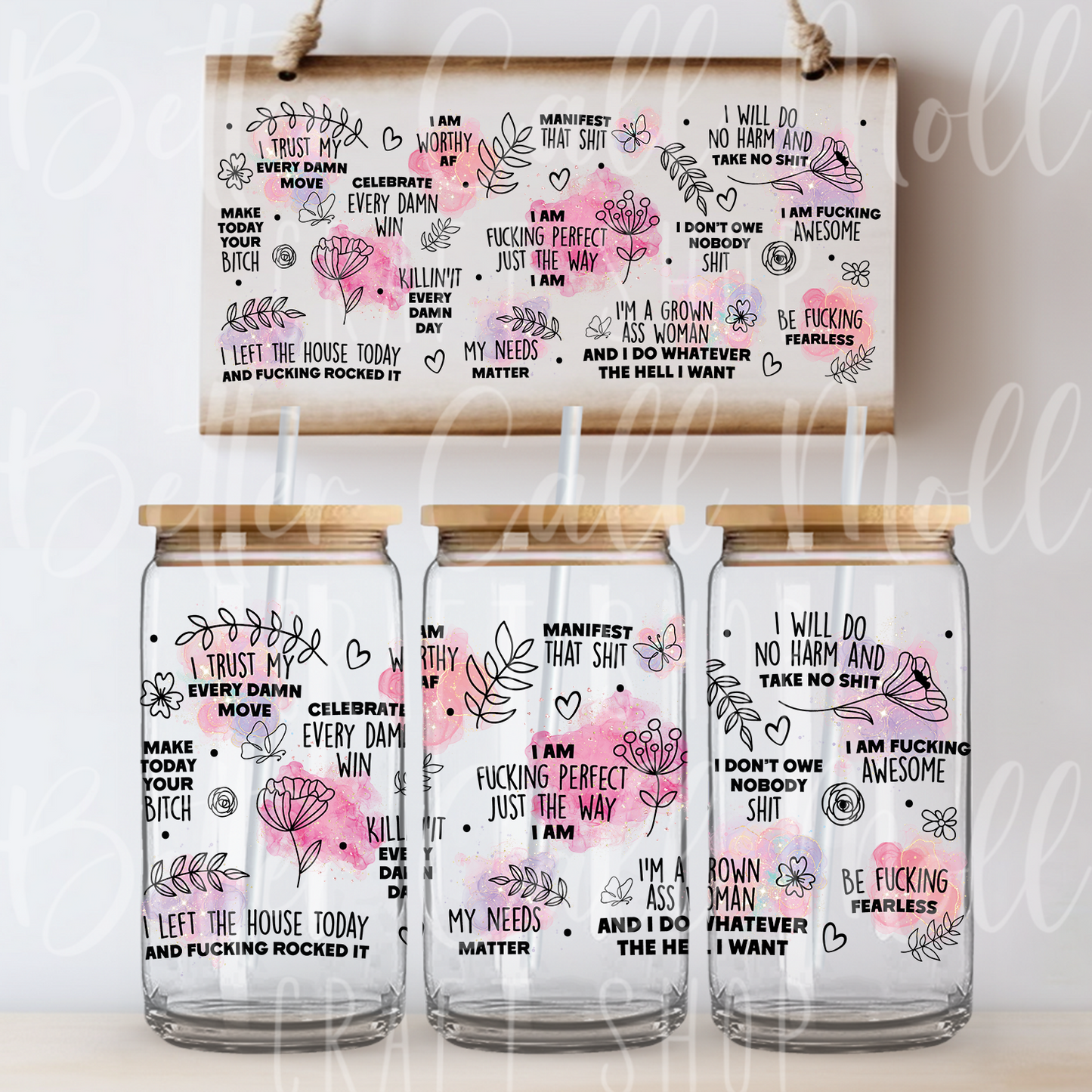 W111 - Swearing Affirmations UV DTF 16oz Tumbler Wrap