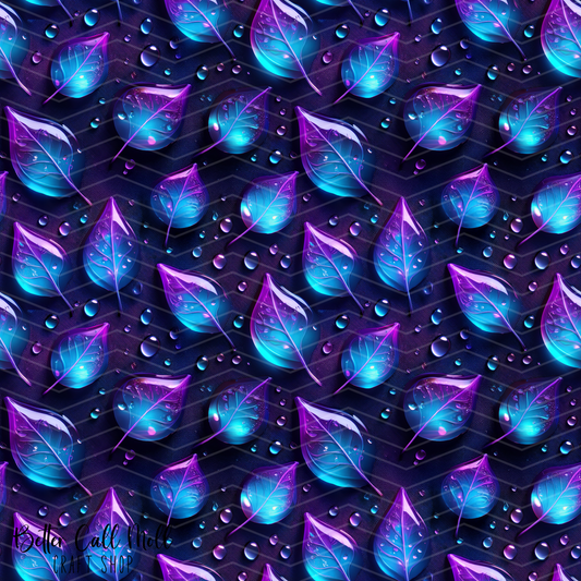 Dewdrop Leaves Digital Seamless Pattern