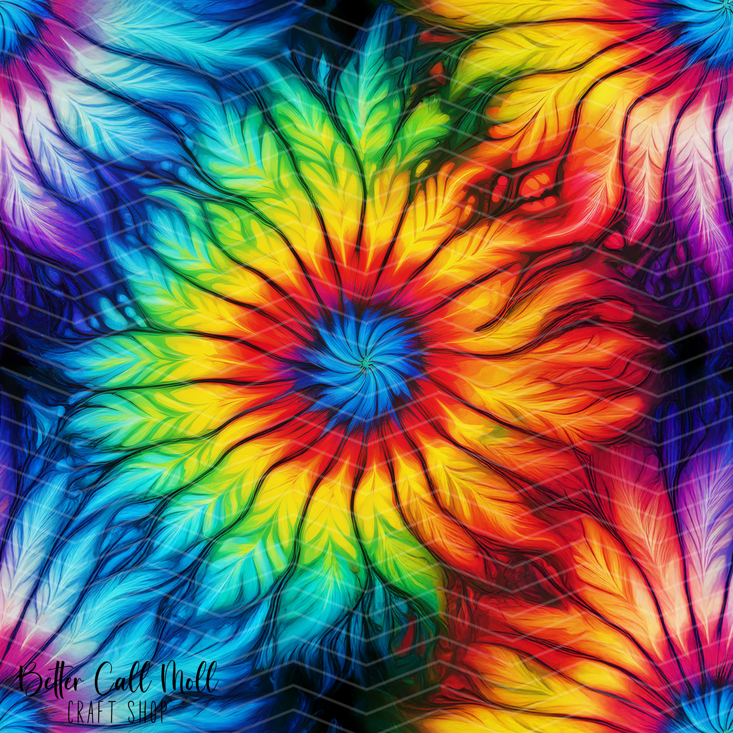 Feathered Floral Tie Dye Digital Seamless Pattern