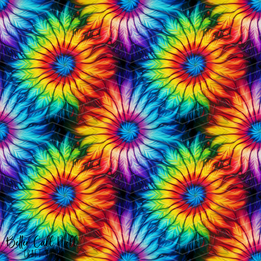 Feathered Floral Tie Dye Digital Seamless Pattern