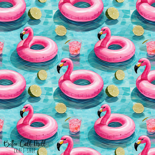 Flamingo Floats Digital Seamless Pattern