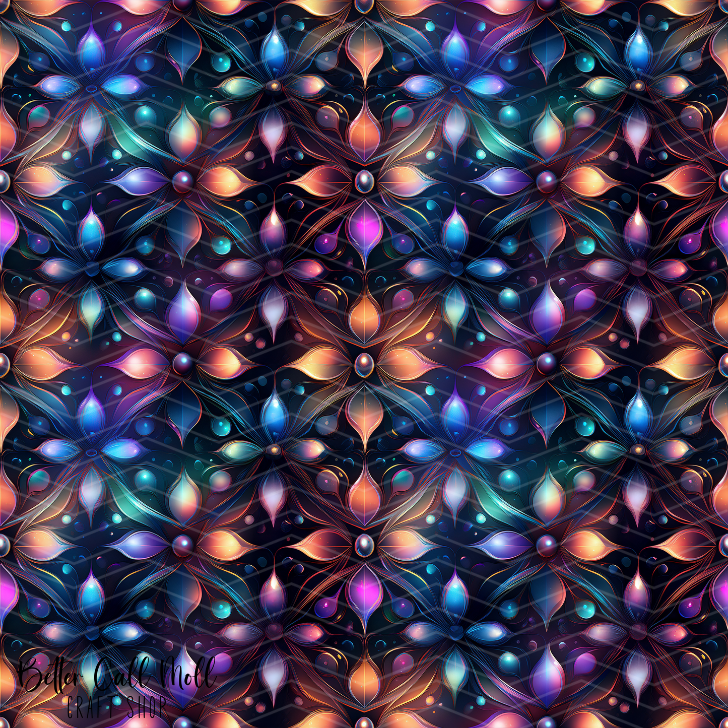 Galaxy Petals Digital Seamless Pattern