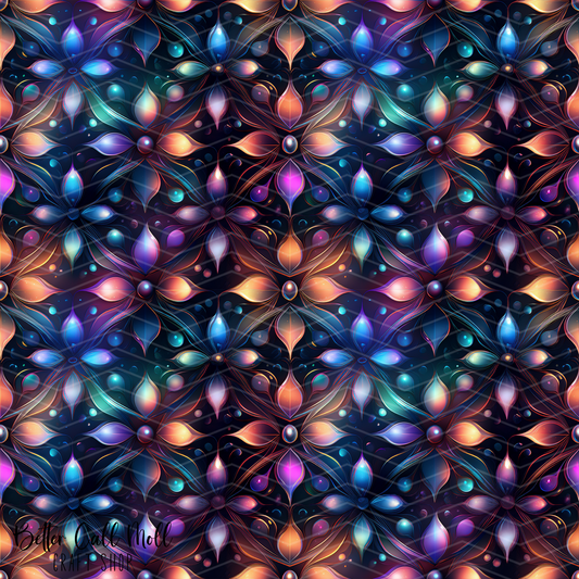 Galaxy Petals Digital Seamless Pattern