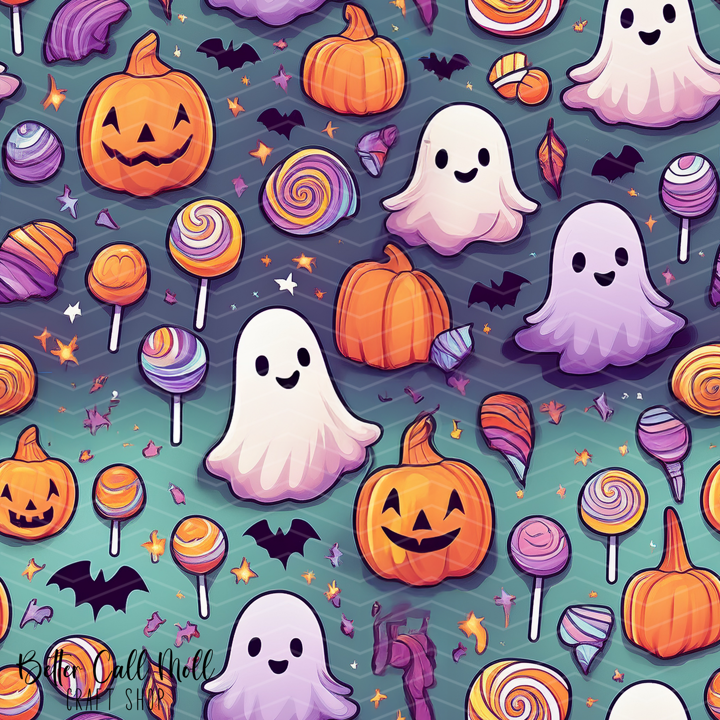Ghosts and Candy Digital Seamless Pattern