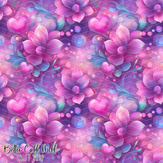 Hearts and Florals 2 Digital Seamless Pattern