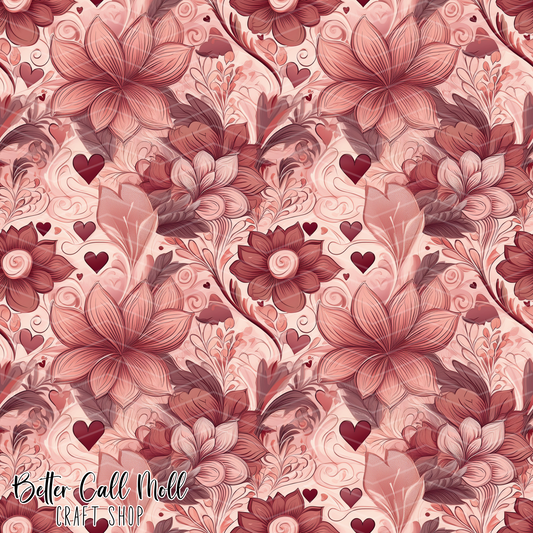 Hearts and Florals 5 Digital Seamless Pattern