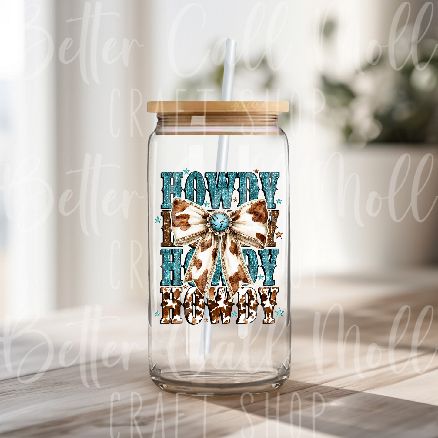 D154 - Howdy Stacked with Bow UV DTF Decal