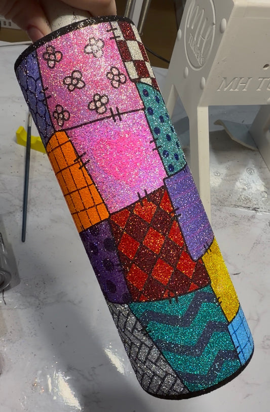 Detailed Patchwork Digital Tumbler Template