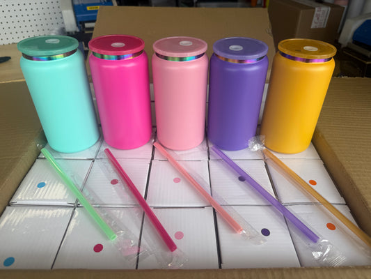 16oz Rainbow Plated Powder Coated STAINLESS STEEL Tumbler