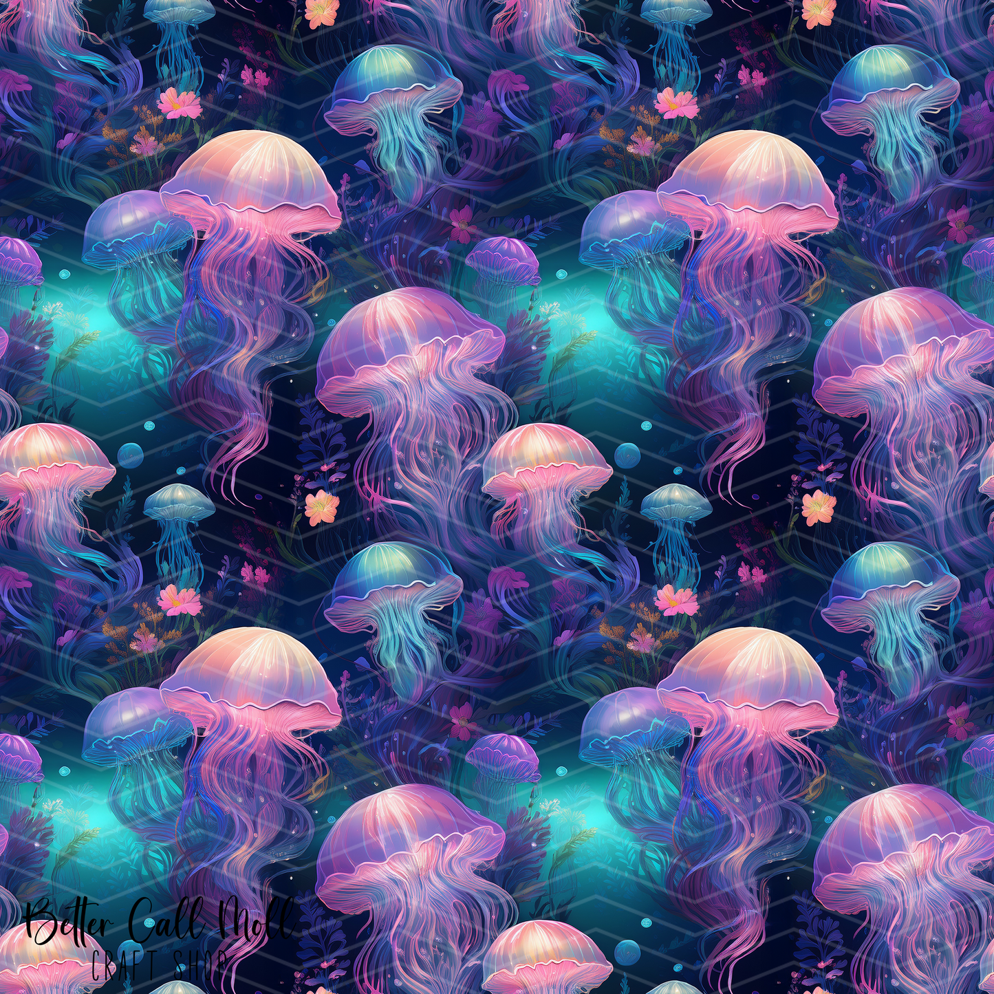 Jellyfish 2 Digital Seamless Pattern