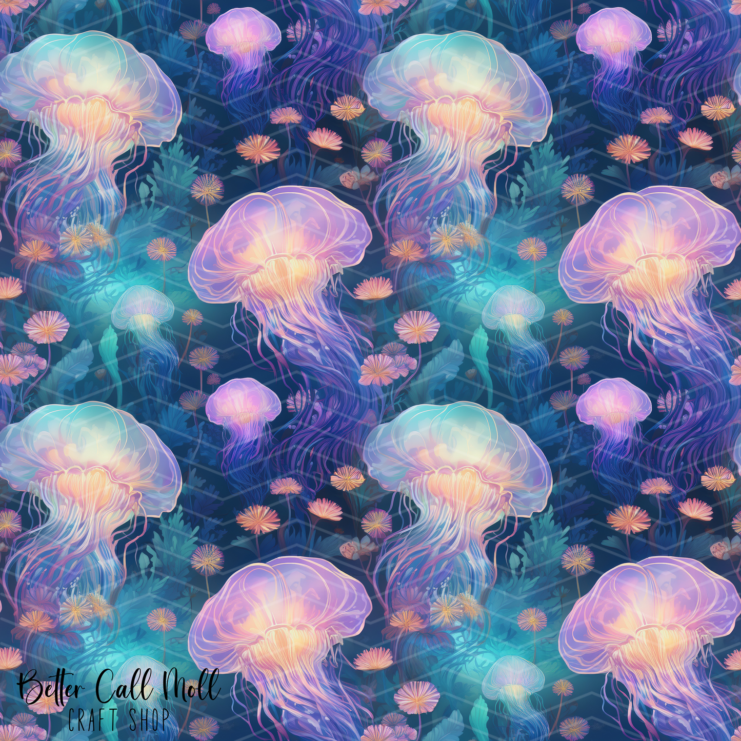 Jellyfish 3 Digital Seamless Pattern