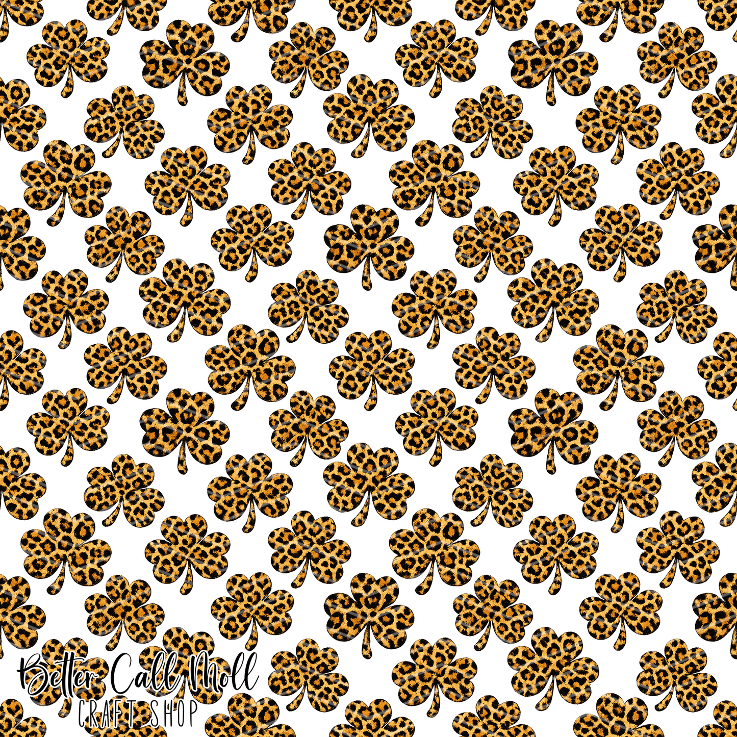 Leopard Print Shamrocks Digital Seamless Pattern