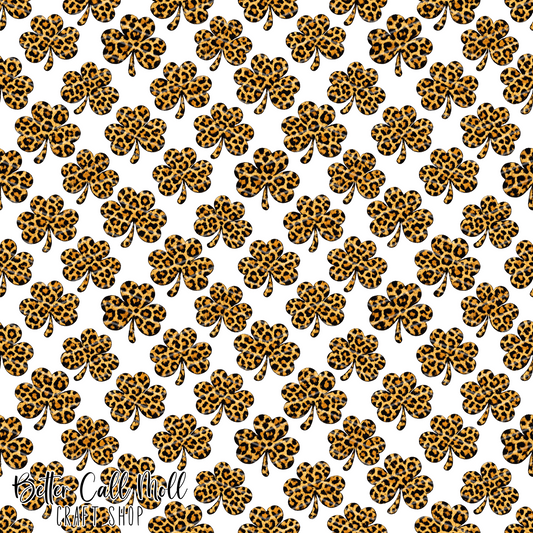 Leopard Print Shamrocks Digital Seamless Pattern