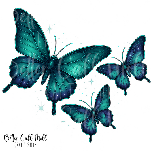 D205 - Midnight Butterflies UV DTF Decal