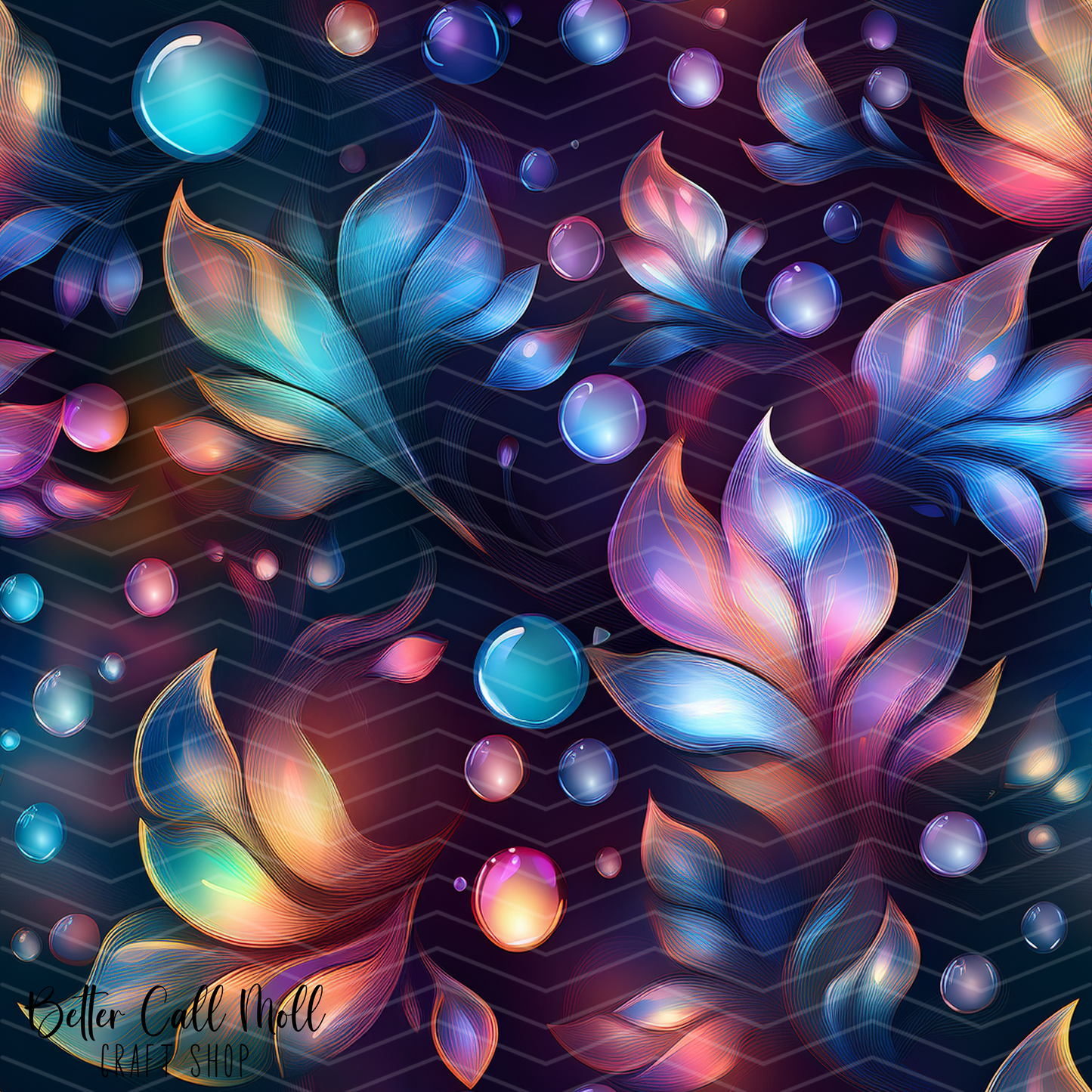Mystic Petals Digital Seamless Pattern