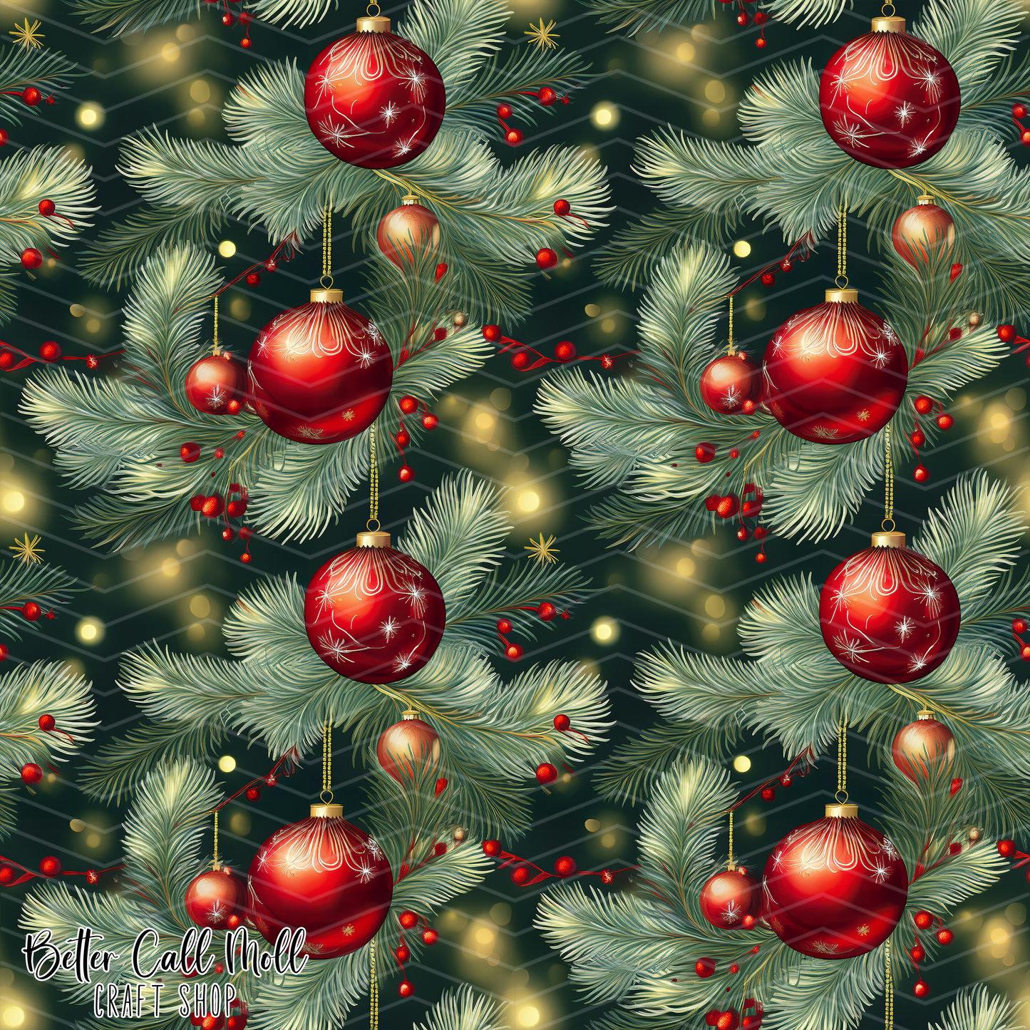 Ornaments and Branches 2 Digital Seamless Pattern