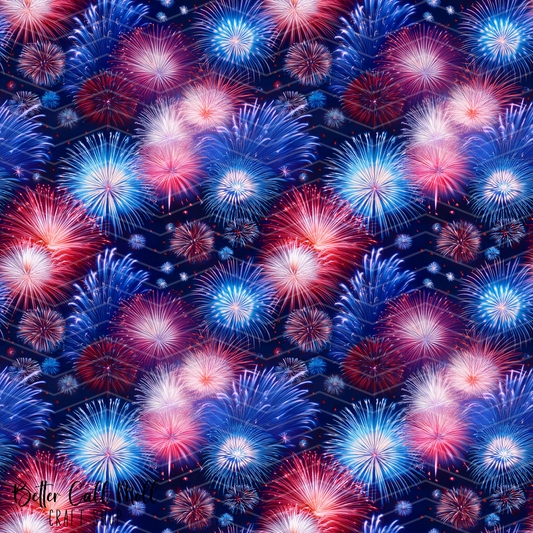 Patriotic Fireworks 1 Digital Seamless Pattern
