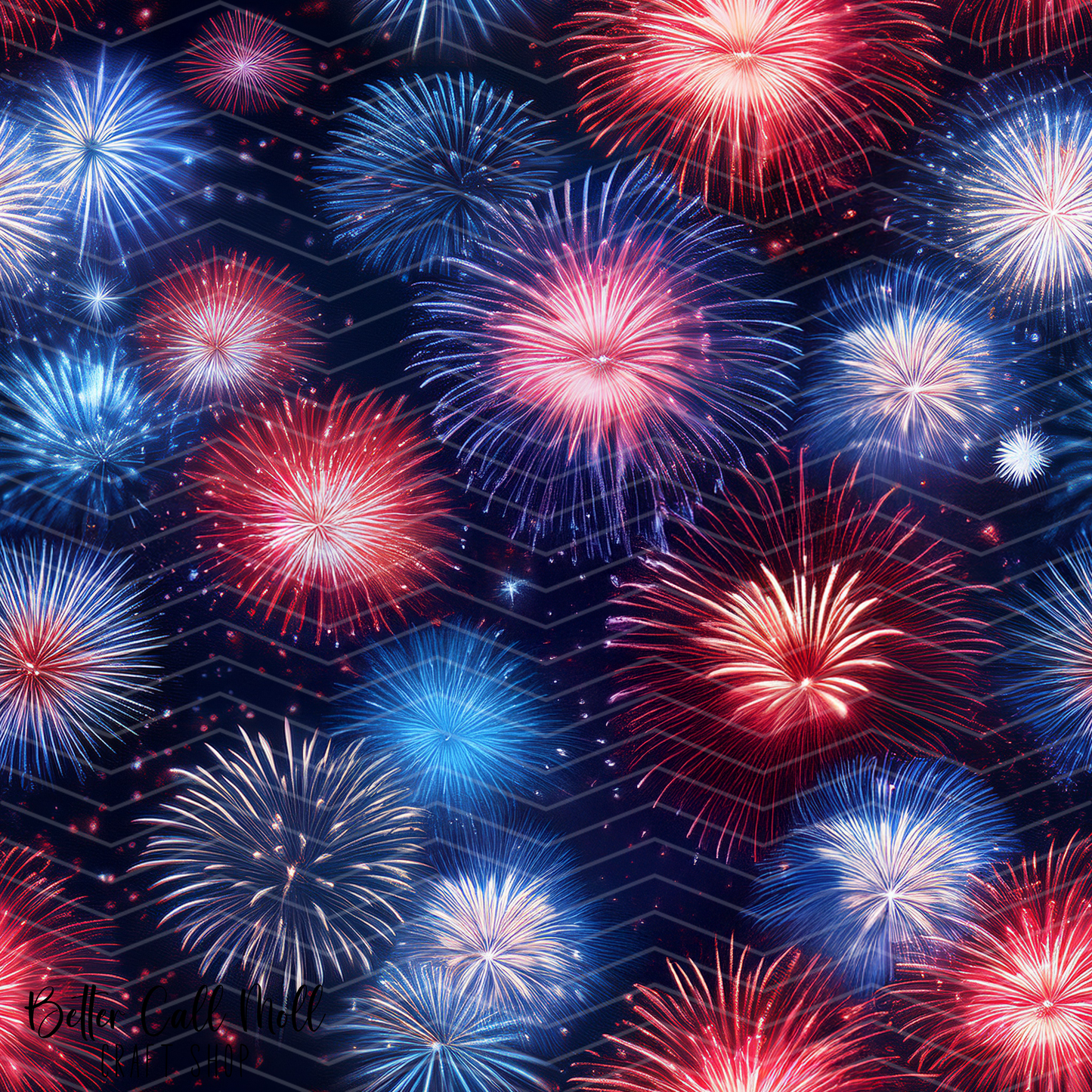 Patriotic Fireworks 2 Digital Seamless Pattern