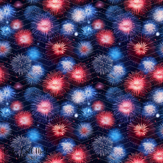 Patriotic Fireworks 2 Digital Seamless Pattern