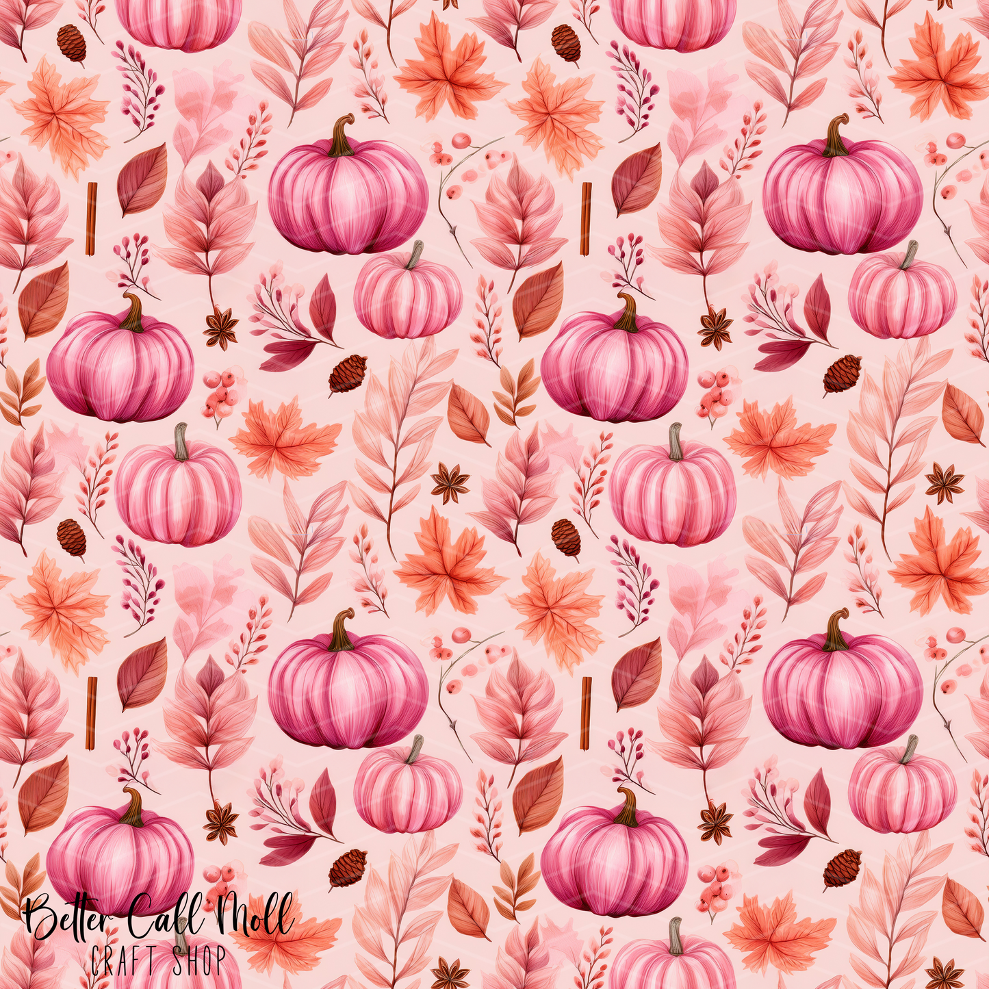 Pink Fall Vibes Digital Seamless Pattern