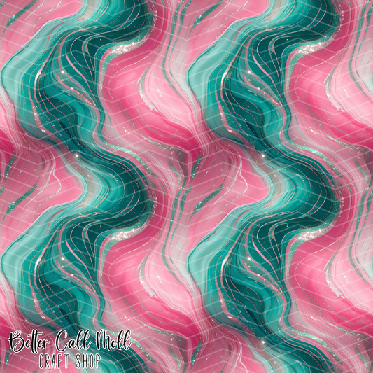 Pink and Teal Marble Digital Seamless Pattern