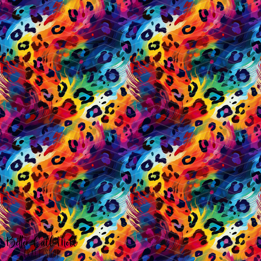 Rainbow Leopard Print 4 Digital Seamless Pattern