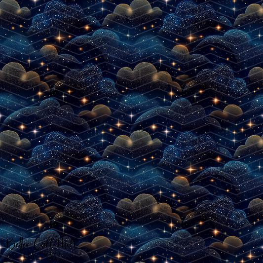 Rhinestone Night Sky Digital Seamless Pattern