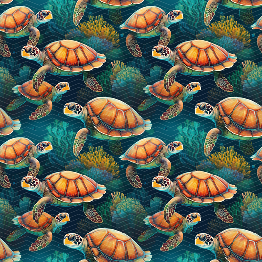 Sea Turtles 2 Digital Seamless Pattern