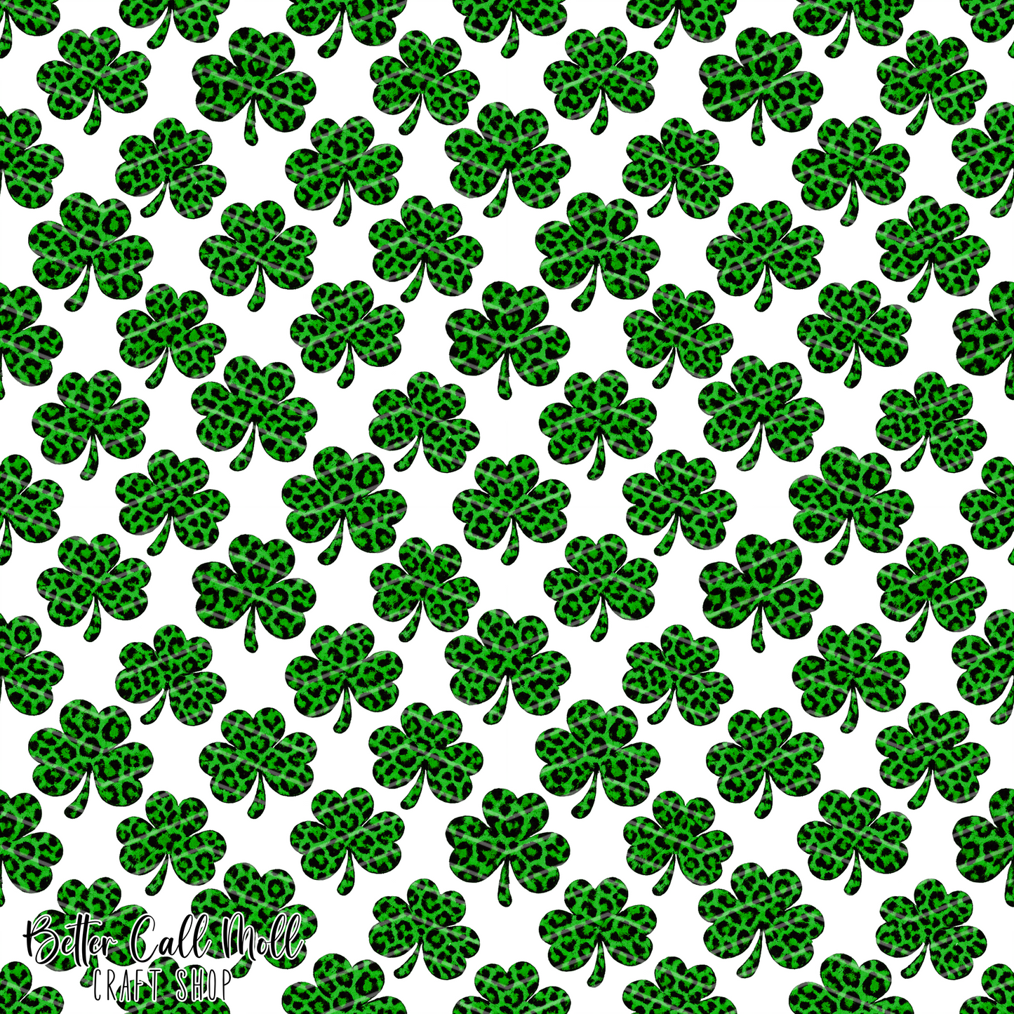 Green Leopard Print Shamrocks Digital Seamless Pattern